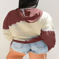 Ženska majica s kapuljačom s kapuljačom plus size pulover s dugim rukavima u boji, Majica s džepom
