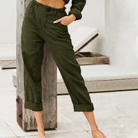 Nudi ženske Ležerne hlače, jednobojne duge hlače s elastičnim strukom i džepom, elegantne Ležerne teretne hlače,