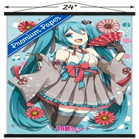 Hatsune Miku - zidni plakat s ventilatorom u drvenom magnetskom okviru, 22.375 34