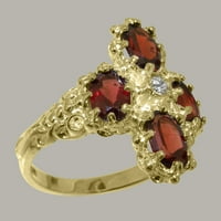 18K ženski zaručnički prsten od žutog zlata britanske proizvodnje s prirodnim dijamantom i granatom - opcije veličine-veličina