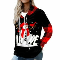 Ženska božićna serija s printom snježne pahulje, domaći casual pamučni pulover s dugim rukavima za žene