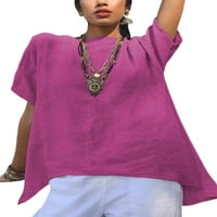 ;/ Ženski pulover u punoj boji, široka majica, osnovna boemska majica, bluza od tunike kratkih rukava, ljetni