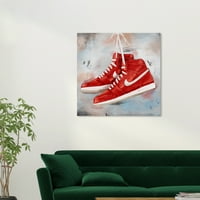 Wynwood Studio platno viseće tenisice moda i glam cipele zidno umjetničko platno print crveni Scarlet 30x30