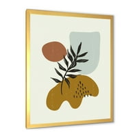 Dizajnerska umjetnost apstraktni oblici s botaničkim minimalizmom uokvireni moderni umjetnički tisak