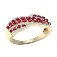 Imperijalni dragulj 10k žuto zlato Ruby Ct Tw Diamond Ženski modni prsten