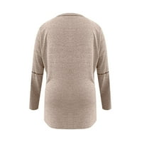 Plus-size majica za žene puloveri s okruglim vratom tunika s visokim i niskim rubom jednobojna pletena Zima-Jesen