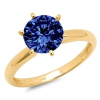 1,5CT okrugli rez plavi simulirani tanzanit 18k Angažiranog prstena za angažiranje žutog zlata Veličina 7