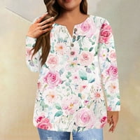 Ženska majica veličine plus, nova modna majica s ovratnikom na kopčanje, ležerni vrhovi dugih rukava s cvjetnim