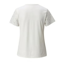 Majica u boji u boji, ležerna čipkasta jednobojna Ženska bluza kratkih rukava s jednostavnim ljetnim ovratnikom