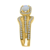 Zaručnički prstenovi za žene s dijamantima i okruglim draguljima opal trio prsten od 14k čvrstog ružičastog, bijelog