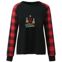 Sretan božićni vrhovi za žene leopard bifalo košulja majice bluza božićna boja Blok Blok majica majica