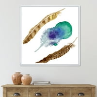 DesignArt 'Abstraktno ptičje pero od izoliranog krila' Boemijski i eklektično uokvireni platno zidni umjetnički