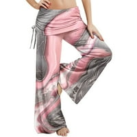 Široke hlače za žene casual cvjetni gradijent tisak srednjeg struka joga zvono dno ravne hlače duge plesne hlače