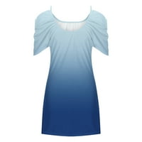 Charella Off Rame haljine za žene kratke rukave casual labavi ljetni gradijentski tenk haljina plaža Sundress