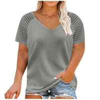 Ženske majice plus veličine, Jednobojni ljetni vrhovi s izrezom u obliku slova u, Ležerne bluze, mrežaste košulje