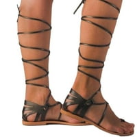 Ženske gladijatorske sandale, ljetne ženske ravne sandale s uskim remenom i četvrtastim nožnim prstima, cipele