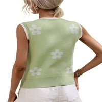Ženska majica s cvjetnim printom, ljetna majica, džemper bez rukava, gornji dio za zabavu, pleteni pulover, pripijeni