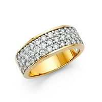 Prsten od punog žutog zlata od 14 karata s okruglim kubičnim cirkonijem, vjenčani prsten za godišnjicu braka,