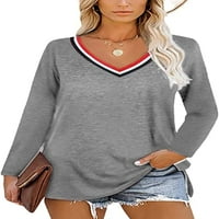 Ženska majica s prugama s dugim rukavima, ležerni vrhovi s izrezom u obliku slova a, široki kroj, modna bluza,