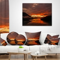 DesignArt Sunrise u oblačnom danu Novi Zeland - Jastuk za bacanje krajolika - 18x18