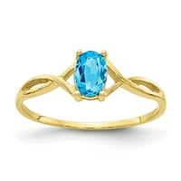 Karatni prirodni plavi topaz prsten od žutog zlata