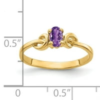Prsten od žutog zlata od 5 karata s ovalnim ametistom od 5 inča