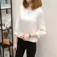 Leylayray korejske bluze žene kratki uredski rad košulje nose tri četvrtine rukava casual vrhovi