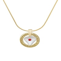 Srebrna velika srpanjska crvena Kristalna srca zlatne nijanse klase ogrlica s prstenom, 18