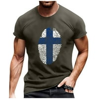 Hanas muška odjeća Ljetna kratka rukava okrugli vrat Europska veličina Cross Print Pulover Majica Top Grey xxxxxl