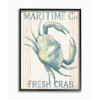 Stupell Industries Nautical Crab Pomorske plodove morske plodove pastelni akvarelni umjetnički dizajn Umjetnički