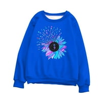 Majice za žene, pulover s okruglim vratom s printom, Kratki rukav, plavi a-list
