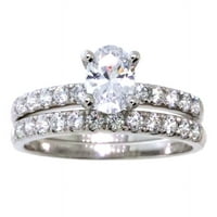 Sjajnost fini nakit 10kt bijelo zlato ovalno simulirano bijeli dijamantni zaručnički prsten set