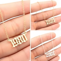 1980-broj godine rođenja privjesak-šarm na lancu od nehrđajućeg čelika nakit-zlatni 2004