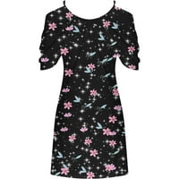 Plus Size ljetne ženske haljine s okruglim vratom s naramenicama s cvjetnim printom haljina za ljuljanje slatke