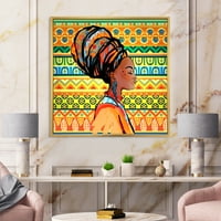 DesignArt 'Afroamerička ženska portret s Turban III' Moderno uokvireno platno zidne umjetničke tisak