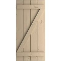 Ekena Millwork 22 W 36 h rustikalna četiri ploča pridružila se ploča-n-batten knotty boro fau drvena roleta w