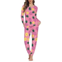 Ženski pidžama Set, super mekana tanka odjeća za slobodno vrijeme, Okrugli vrat i hlače dugih rukava, ležerna