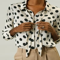 Jedinstvene ponude ženske polka točke kravate gumba bluze dolje košulja
