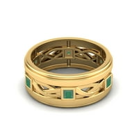 Kvadratni zeleni ony sterling srebro zlato vermeil uvijeni konop slagali ženski prsten