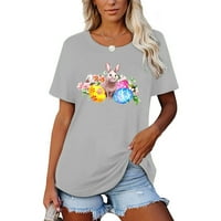 Koaiezne ženske košulje Kratke vrhove majice o-Neck Tiskanje Uskrsne modne bluze labava ženska bluza Jr Tops Teen