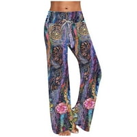 ; / Ženske hlače Plus size hlače širokih nogavica udobne Ležerne pidžame s cvjetnim printom elastični pojas za