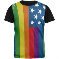 Američka zastava Rainbow Adult Black Back majica-X-velika