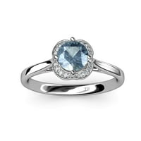 Ženski jubilarni prsten od bijelog zlata od 18 karata s kultiviranim biserima i plavim topazom britanske proizvodnje