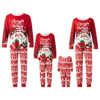 Odgovarajuće pidžame za cijelu obitelj, božićne majice s dugim rukavima s printom Djeda Mraza i ležerne rastezljive