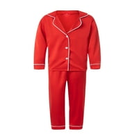Obiteljska pidžama, crvena satenska svilena pidžama na kopčanje sprijeda, svečana pidžama za roditelje i djecu,