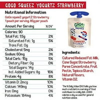 Vrećica jogurta od jagoda, unca, pakiranje