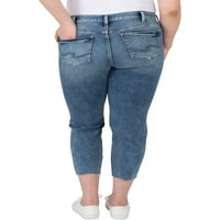 Silver Jeans Co. Ženske plus veličine Suki Srednji uspon Skinny Crop Traperice