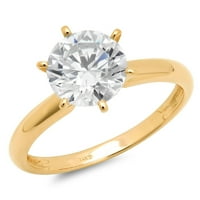 CT okrugli rez čisto simulirani dijamant 14K Angažirajući prsten za angažiranje žutog zlata Veličina 5.75