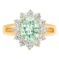 Prsten za godišnjicu zaruka od 18k žutog zlata ovalnog reza sa zelenim simuliranim dijamantom od 2,36 karata,