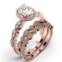 Art Deco, klasični zaručnički prsten od moissanita ovalnog reza od 2 karata, zaručnički prsten od 10 karata od